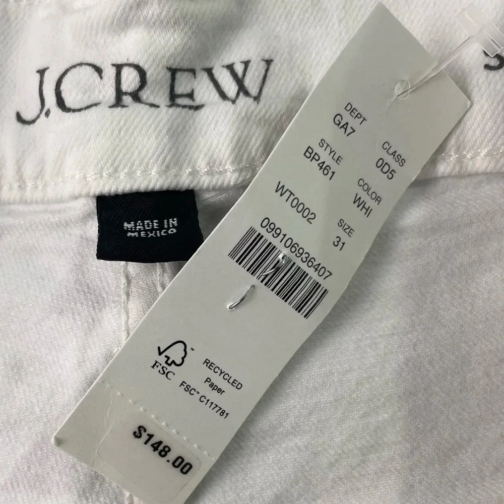 J Crew Womens High Rise White Slim Wide Leg Jean Size 31 New